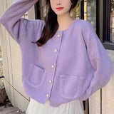Xiaoxiangfeng Short Sweater Women's 2024 Autumn Soft Waxy Sweet Single-Breasted Round-Neck Sweater Tide-Outfit
