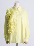 Toloer 2024, The New French Fashion Design Feeling Splicing Pleated Three-Dimensional Flowers Versatile Shirt Jacket Female-Outfit