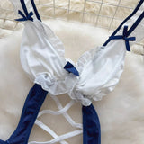 Blue Strappy Costume Bodysuit Lingerie-Outfit