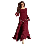 New Women's Square Collar Long Sleeve Elegant Pearl Decoration Splicing Long