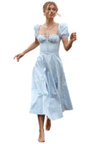 New Summer Fashion Bubble Sleeves With Open Fork Dress Dress Woman