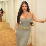 Hanging Beads Fine Flash Dress Dress Woman 2025 New Hot Girl Sexy