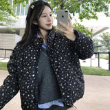 Small Flower Stand Collar Short Down Cotton Jacket 2024 New Small Bread Jacket Female Winter Korean Cotton-Padded Jacket-Outfit