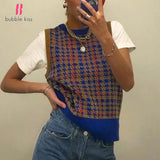 2020 New Women Vintage Sleeveless Vest Fashion Casual Tank Tops Spring Autumn Pullovers Ladies Sweater Female Knitted