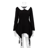 Toloer Autumn Women's High-End French Long-Sleeved Doll Collar Skirt Design Sense Niche Fake Two Dresses-Outfit