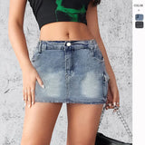 Summer New Cowboy Short Skirt Women Retro Elastic Tight Body Bag Hip