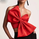 Bow Wrapped In Bras And Shoulders With Short Shirt Women Women Tops Direct