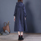 2024 Spring And Autumn Lazy Wind Pure Color Hoodie Loose Show Thin Long Windbreaker Trendy British Wind Coat Female-Outfit