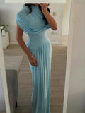 Spring And Summer Skin Retro Shawl Folding Feeling Straight Dress