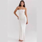 New Red Thoracic Fish Bone Sexy Body Fishtail Fishtail Dress Long Solid Dress
