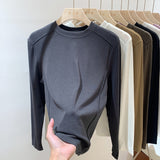 Designer Round-Necked Long-Sleeved T-Shirt Women Slim In Autumn And Winter 2023 Look Thin With A Bottomed Blouse-Outfit