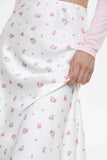 Satin Floral Midi Skirt-Outfit