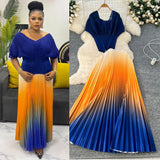 Folded Suit Women's Summer Design Feeling Shiny Short-Sleeved Top High Waist Gradient Color Bajamas