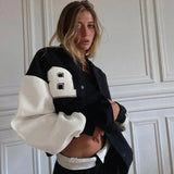 Autumn Winter Oversized Jackets Women 2022Fashion Letter Embroidery Baseball Varsity Black Loose Long Sleeve Y2K