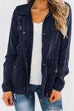 Military Jacket Women Button Down Drawstring Outerwear Casual Spring Autumn Aesthetic Vintage Streetwear Zip Up Female