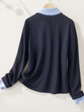 Toloer Two Spliced Polo Collar Shirt Women's Spring Design Sense Of Small Chic Repair Shirt Short Long-Sleeved