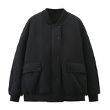 Toloer / Winter 2023 New Women's Washed Cotton Jacket Loose Pocket Pilot Jacket-Outfit