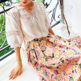 New Thin Shirt Women Short Sleeve French Design Temperament Lady Shirt Bubble Sleeves Female Top