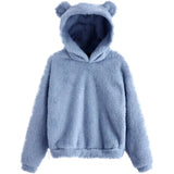 Winter New Plush Rabbit Ear Hooded Double-sided Velvet Warm Cute Sweater Casual Home Loose Pullover Fashion Tops-Outfit