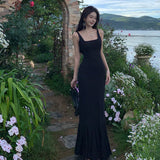 Toloer Shot Show Back Atmosphere Feeling Sling Dress Female Design Sense French Temperament Show Thin Fish Tail Dress Clear Cold