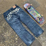 Year's Hot Gothic Y2K Men's Jeans Hip-Hop Loose Punk Style Harajuku Jeans-Outfit