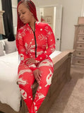 Winter Sexy Christmas Printed Zipper Up Long Sleeve Slim