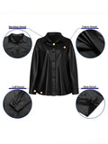 Women's Leather Jacket Autumn 2021 Thin Bomber Jacket Celmia Vintage Long Sleeve Coats Buttons Lapel Casual Solid Work