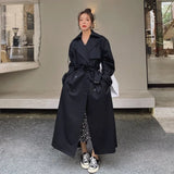 Korean Style Loose Oversized X-Long Women's Trench Coat Double-Breasted Belted Lady Cloak Windbreaker Spring Fall Outerwear