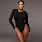 Toloer Autumn Winter New Women's Botop Bottom Round Collar Long Sleeve Jumpsuit