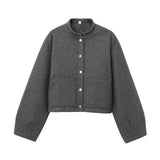 Dress Short Bomber Jacket 2025 Spring Temperament Collar Single Buckle Long Sleeves Loose Short Coat