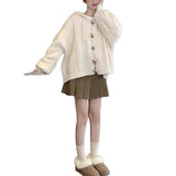 Autumn New Spring And Autumn Lazy Soft Knitted Cardigan Soft Knitted Cardigan Soft Tie Blue Hooded Sweater Coat Women Autumn And