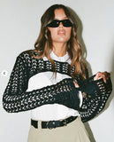 Toloer New Hollow Knit Short Sweater Female Hot Girl Pure Color Set Round Collar With Sunscreen Clothes Summer-Outfit