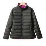 Winter Short Down Jacket Female Thin Seamless Pressure Glue Standing Collar Large Size Casual Color White Duck Down Coat Versatile Tide-Outfit