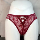 Strapped Bow Lace Thong Sexy Thong Cotton Crotch Low-Rise Lady T-Shirt