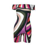 Women's Summer New Fashion Color Print Short Sleeves Shoulder-To-Body