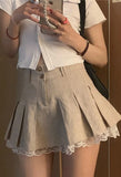 Cotton Linen Pleated Mini Skirt-Outfit