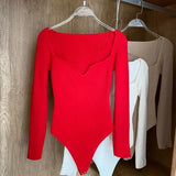 Winter Women's Sweater Sexy Low V-Neck Long Sleeve Red/Khaki/White Playsuit Female Elegant Knit Jumper Fashion New