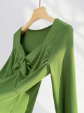 Toloer Cotton Design Sense Royal Sister Jacket V Collar Slim Slim Kink French Square Collar Women's Long Sleeve With A