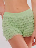 Sexy Beach Hot Pants Lotus Side Wave Solid-Colored Lolita Low-Rise Shorts Skirt