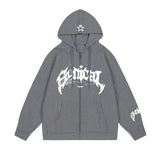 Letter Star Print Contrast Color Oversized Hoodie-Outfit