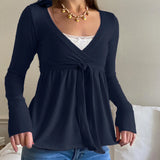 Lustful Wind Bump Color Lace Collar Loose Lazy T-Shirt Sexy Boobs Inside The Doll Dress