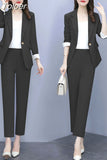 Women Single Botton Work Blazer Suits Slim Loose Casual Pants Blazers Jackets With Trouser Two Pieces
