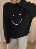Smiley Face Oversized Sweater-Outfit