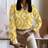 Pocket Letter Print Shirt Blouse Women New Arrival 2023 Button Long Sleeve Shirts Top Spring White Office Slim Tops Femme-Outfit