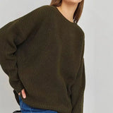 Toloer / Winter 2024 Round Collar Loose Long Sleeve Basic Casual Sweater