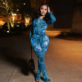 Women's 2025 Spring/Summer New Fashion Net Yarn Printed Pants Casual