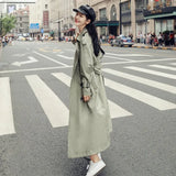 England Style Double-Breasted Long Women Trench Coat Belted with Flaps Spring Autumn Lady Windbreaker Duster Coat Female