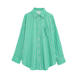 Spring And Summer New Striped Loose Shirt 3217253 Pajamas Trousers