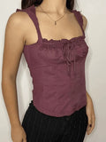 Flutter Sleeve Lace Up Corset Top-Outfit