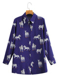 Women's New Long-Sleeved Animal Zebra-Print Shirt